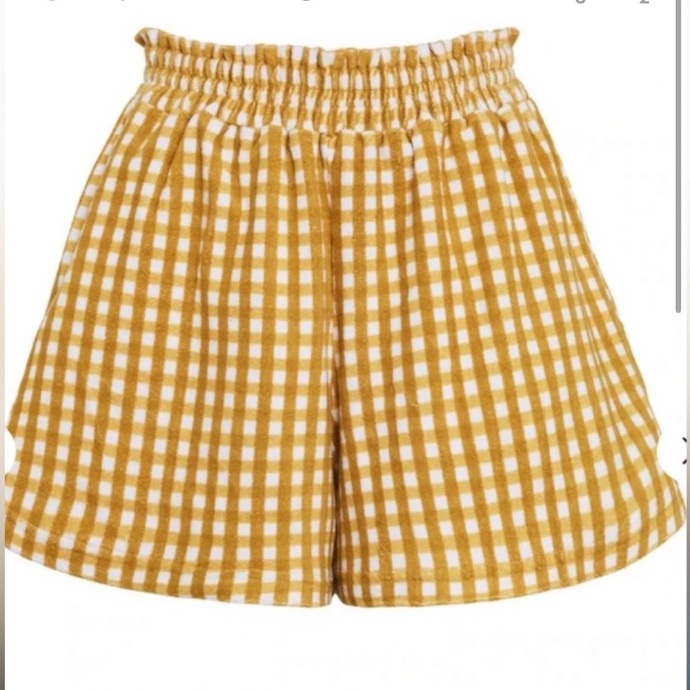 Faithfull the Brand Reggie Yellow Gingham Terry Shorts